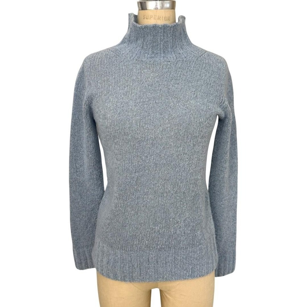 Gentry Portofino Sweater Womens IT38 Blue Wool Knit Mock Neck Pullover Italy